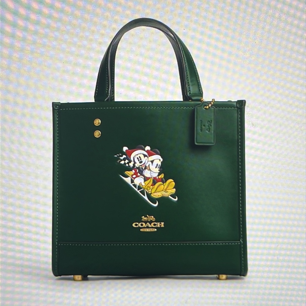 🛷 DISNEY X COACH DEMPSEY TOTE 22  AND CORNER ZIP WRISTLET WITH SLED MOTIF 🛷 - Picture 3 of 16